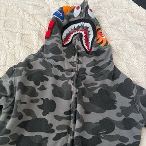 Bape Gray Camo Shark Hoodie